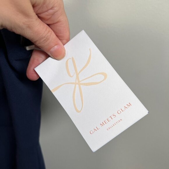 Gal Meets Glam Nicole Jumpsuit Size 4 Navy Blue Cropped Wide Leg Square Neckline - Picture 5 of 13